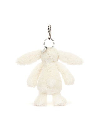 Blossom Cream Bunny Berry Bag Charm 13cm, Soft Plush Bunny Keyring with Strawberry Floral Ears - view 4